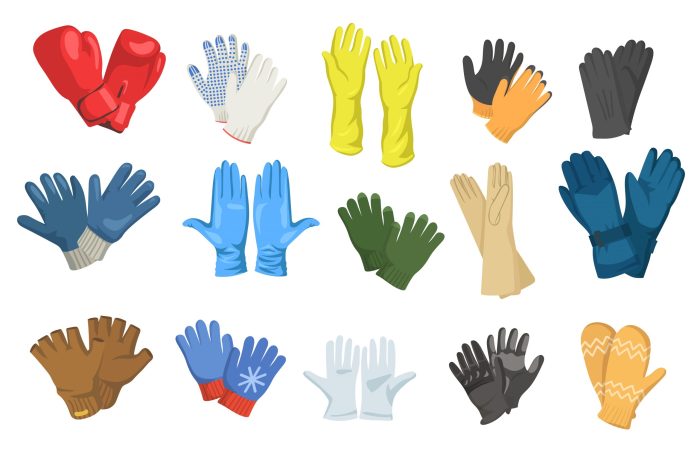 13146703 Variety of gloves flat pictures set for web design scaled